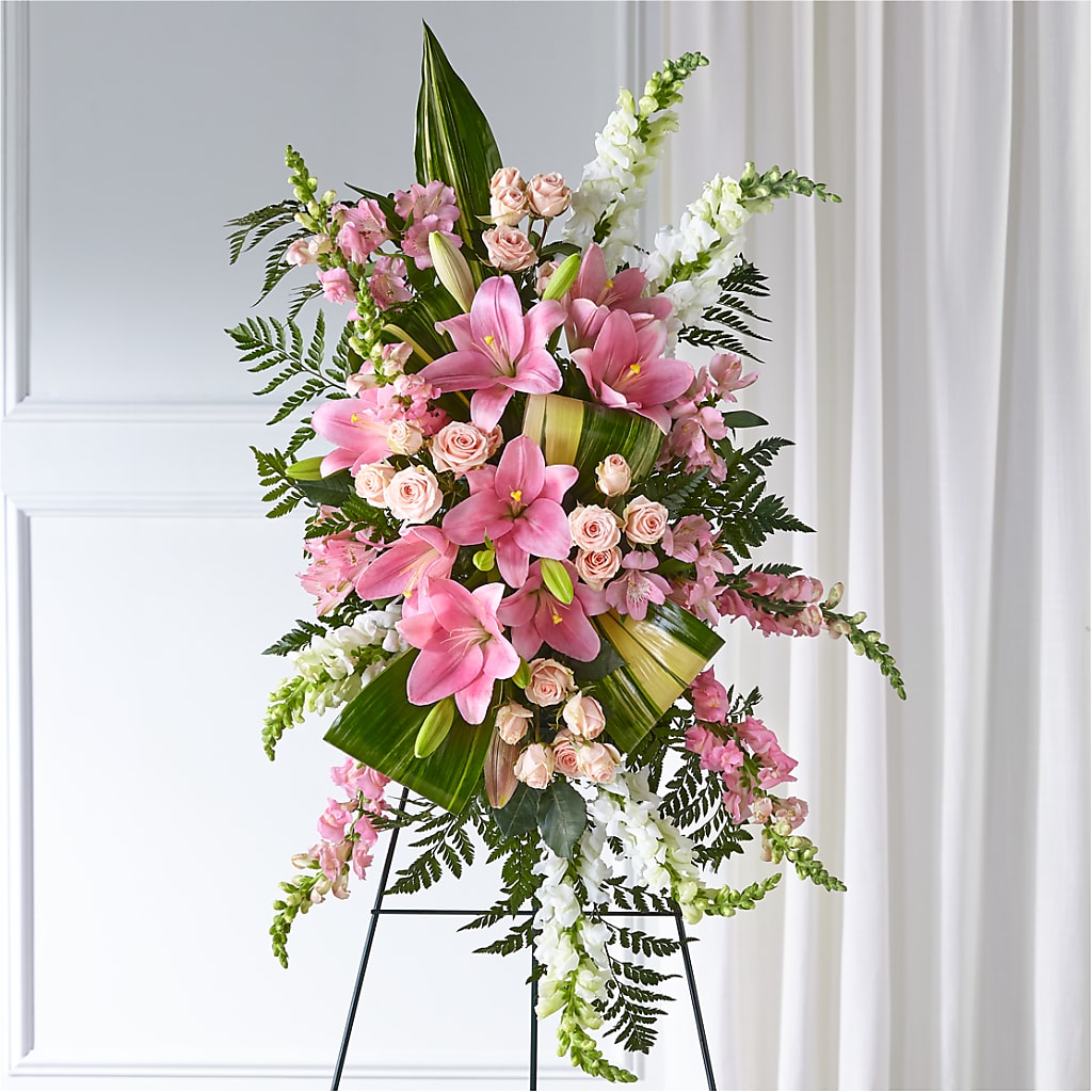 Elegant Embrace Standing Spray – Gathered Blooms By Emily, Fairburn GA