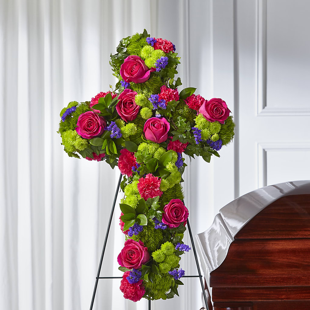 Tribute Rose Floral Cross – Gathered Blooms By Emily, Fairburn GA