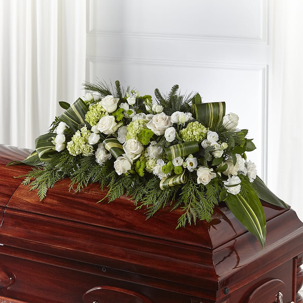 Hopeful Gesture Casket Spray – Gathered Blooms By Emily, Fairburn GA