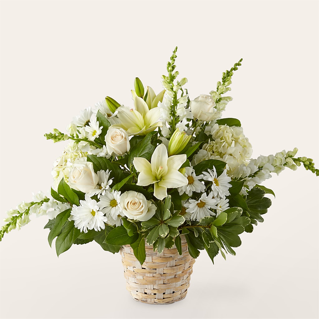 Ivory Elegance Floral Basket – Gathered Blooms By Emily, Fairburn GA