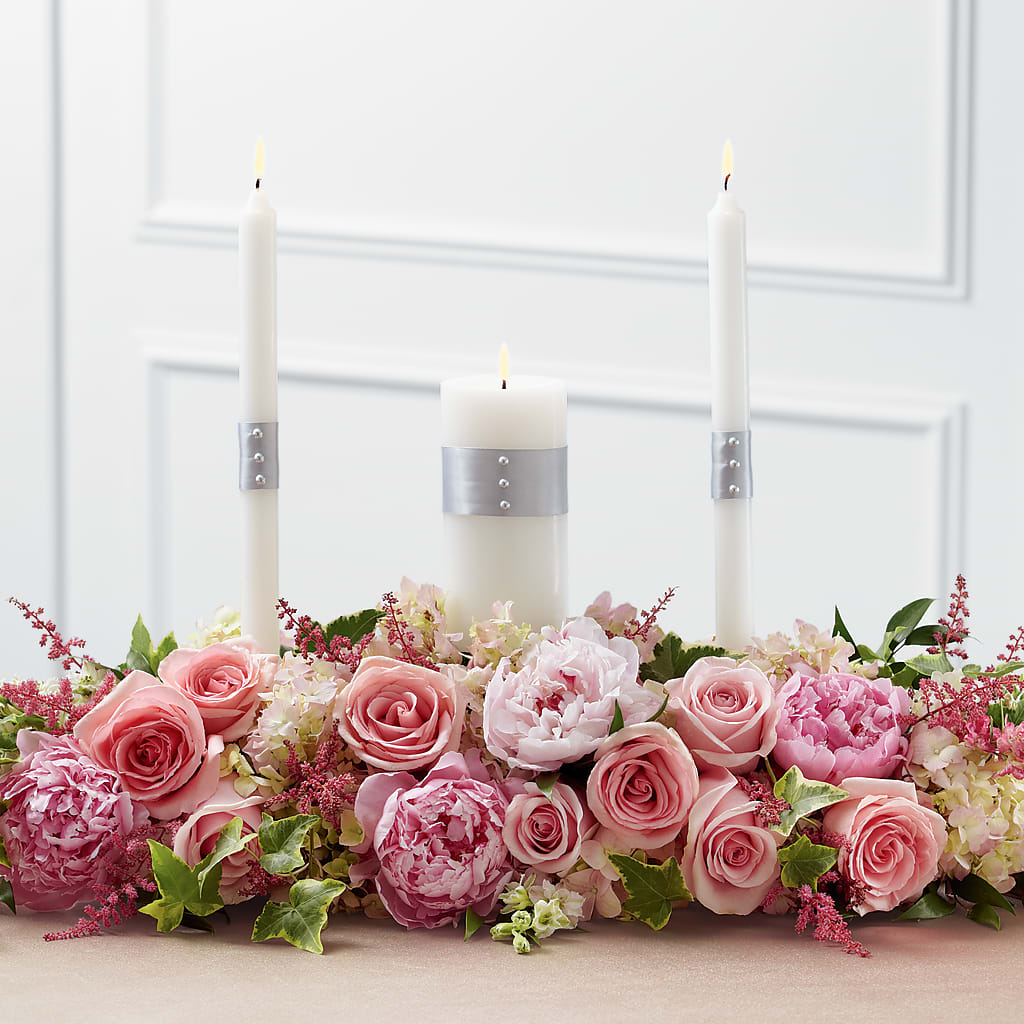 Worldwide Romance Unity Candle Arrangement – Gathered Blooms By Emily, Fairburn GA