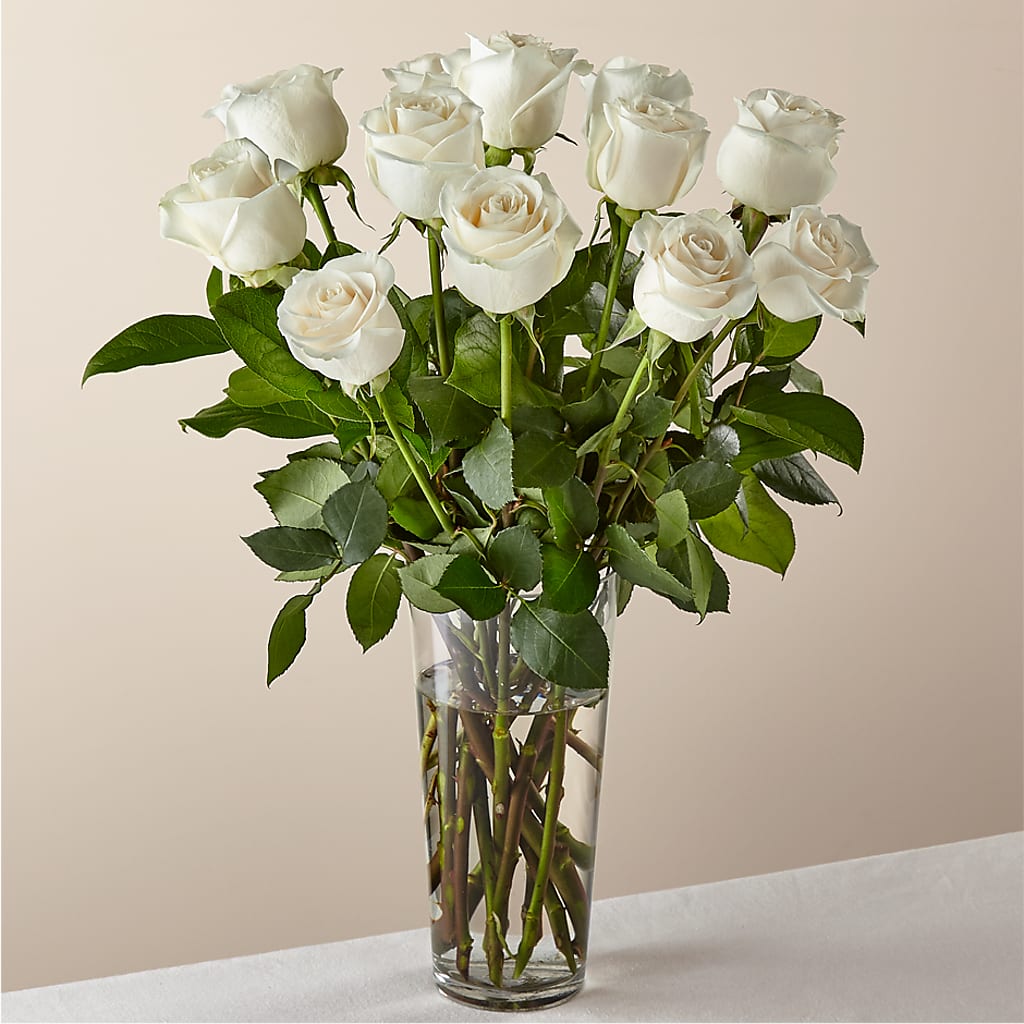 Long Stem White Rose Bouquet –  Gathered Blooms By Emily, Fairburn GA