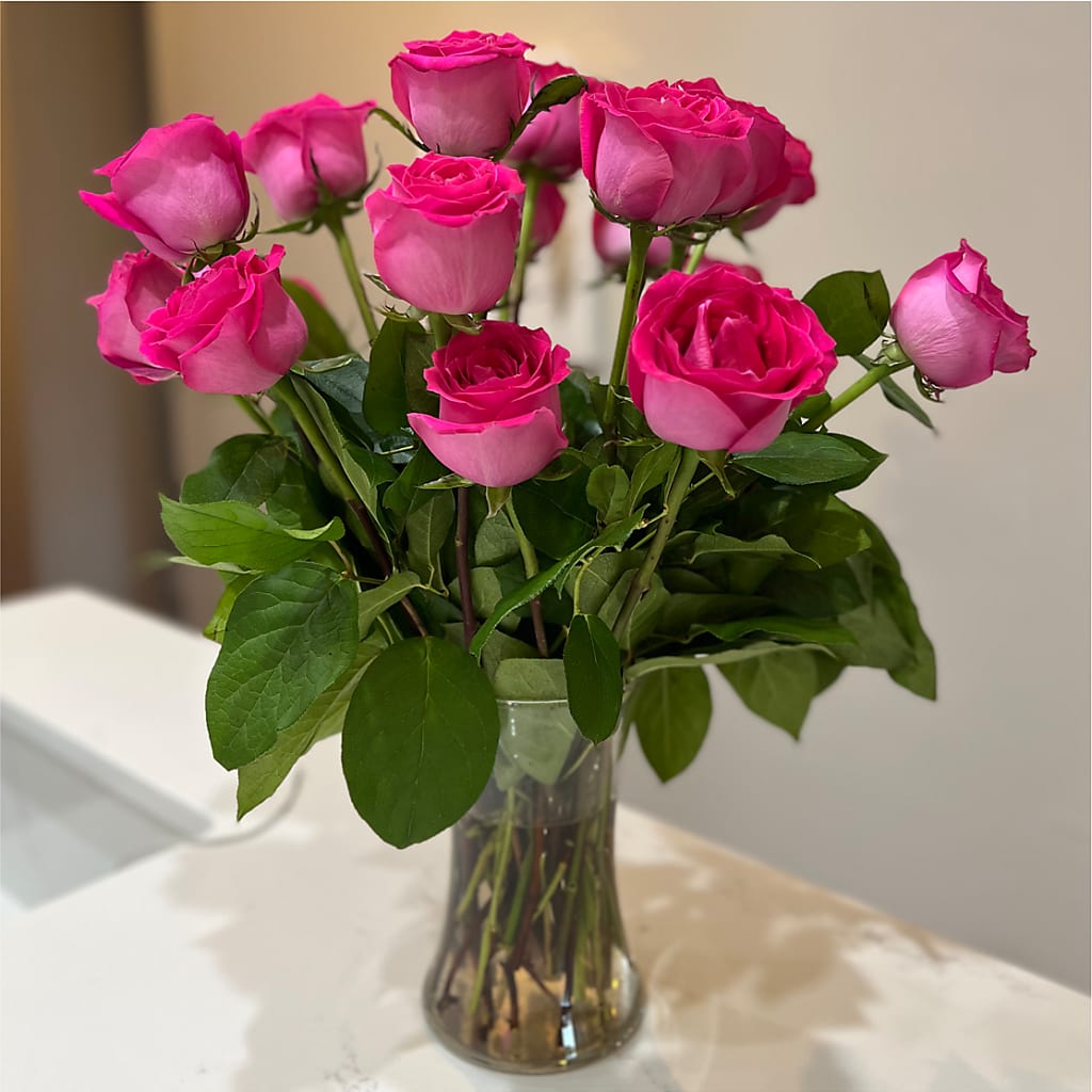 Long Stem Pink Rose Bouquet –  Gathered Blooms By Emily, Fairburn GA