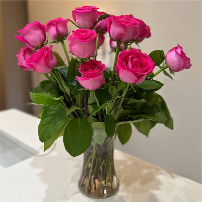 Long Stem Pink Rose Bouquet –  Gathered Blooms By Emily, Fairburn GA