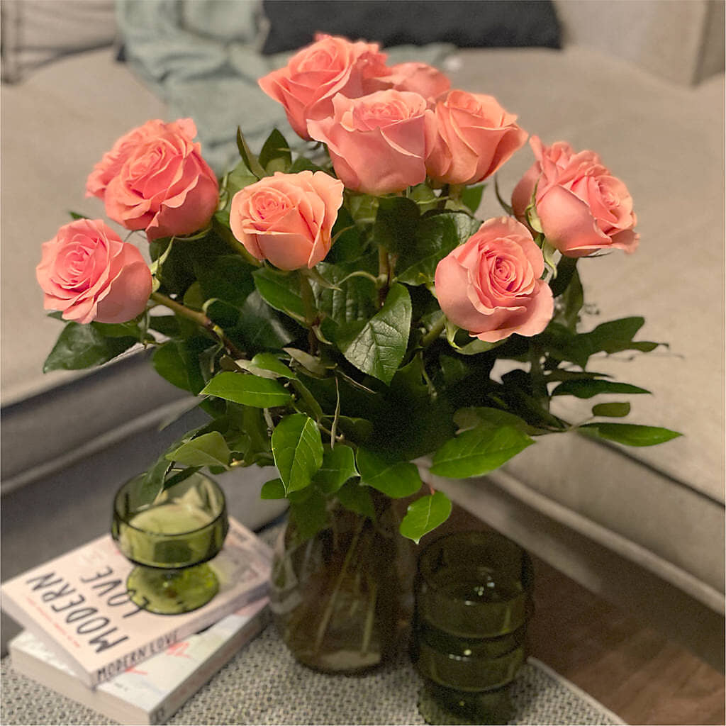 Long Stem Pink Rose Bouquet –  Gathered Blooms By Emily, Fairburn GA