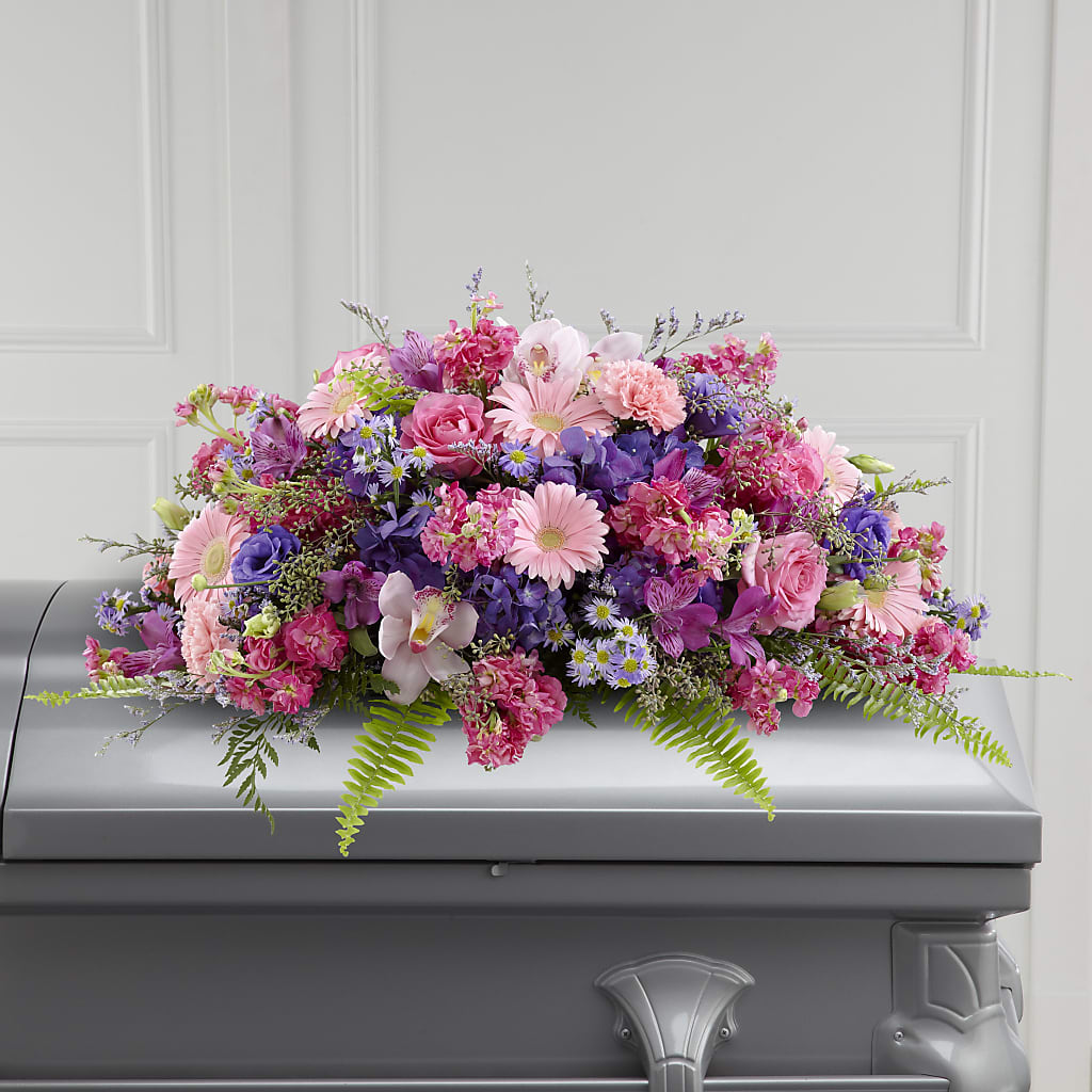 Glorious Garden Casket Spray –  Gathered Blooms By Emily, Fairburn GA
