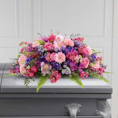Glorious Garden Casket Spray –  Gathered Blooms By Emily, Fairburn GA