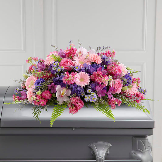 Glorious Garden Casket Spray –  Gathered Blooms By Emily, Fairburn GA