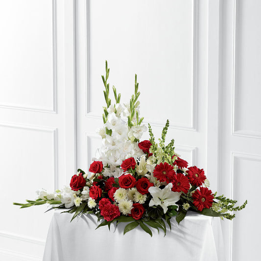Crimson & White Arrangement –  Gathered Blooms By Emily, Fairburn GA