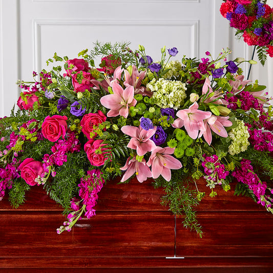 Radiant Tribute Casket Spray –  Gathered Blooms By Emily, Fairburn GA