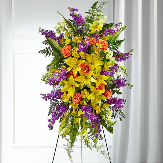 Thoughtful Prayers Standing Spray –  Gathered Blooms By Emily, Fairburn GA