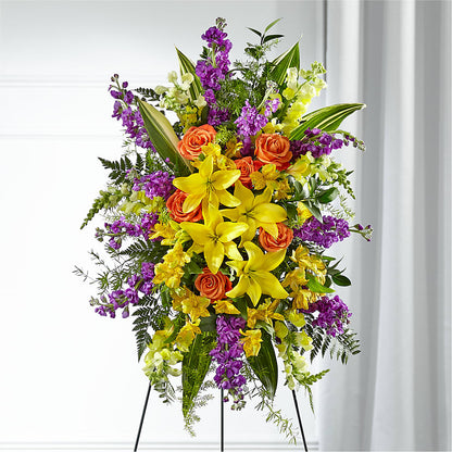 Thoughtful Prayers Standing Spray –  Gathered Blooms By Emily, Fairburn GA