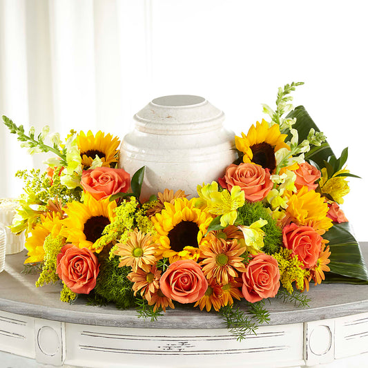 Faithful Sunflower Cremation Adornment –  Gathered Blooms By Emily, Fairburn GA