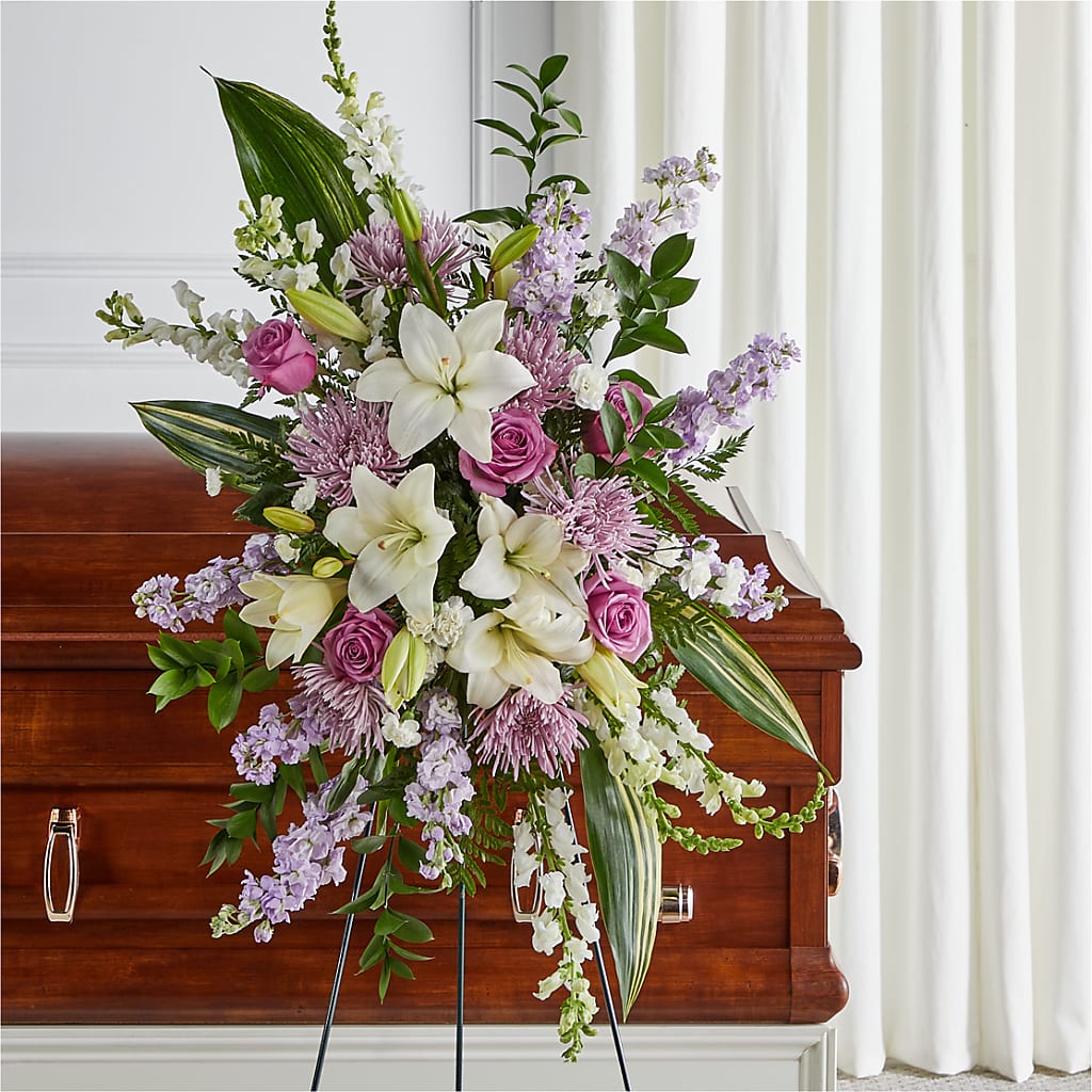 Grateful Hearts Standing Spray –  Gathered Blooms By Emily, Fairburn GA