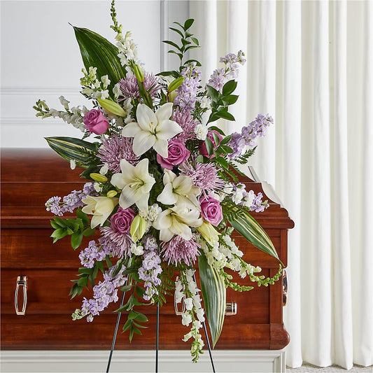 Grateful Hearts Standing Spray –  Gathered Blooms By Emily, Fairburn GA