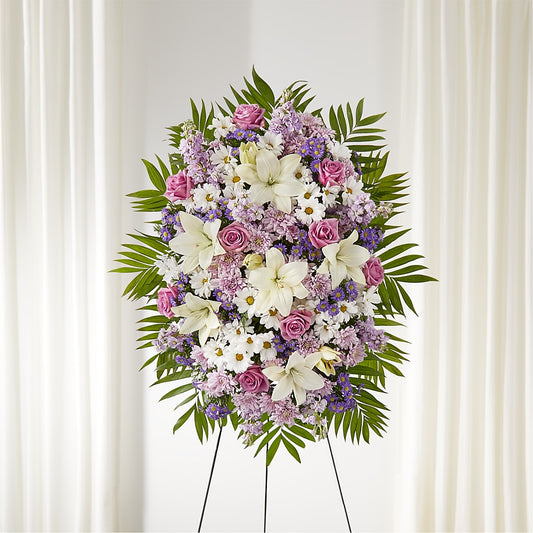 Surrounded by Love Standing Spray –  Gathered Blooms By Emily, Fairburn GA
