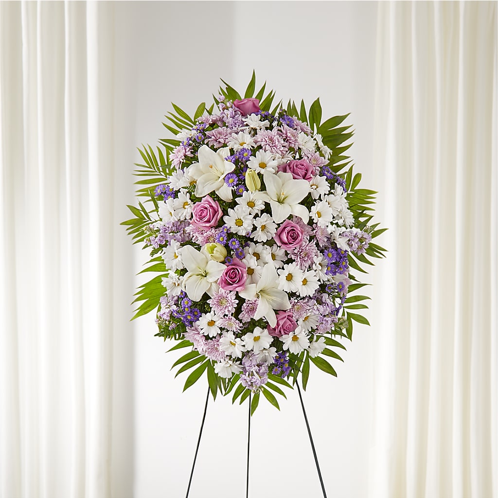 Surrounded by Love Standing Spray –  Gathered Blooms By Emily, Fairburn GA