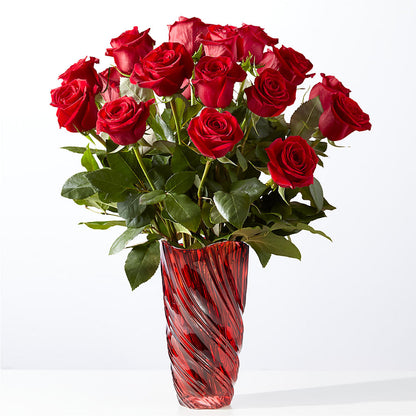 Classic Love Red Rose Bouquet with Luxe Swirl Vase –  Gathered Blooms By Emily, Fairburn GA
