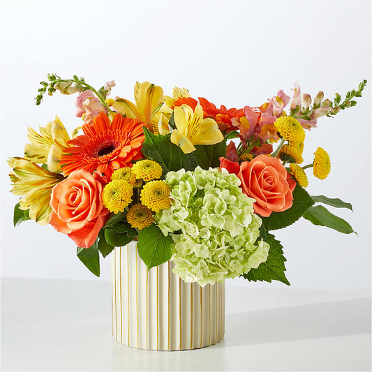 Autumn Sunshine Bouquet with Ivory Vase –  Gathered Blooms By Emily, Fairburn GA