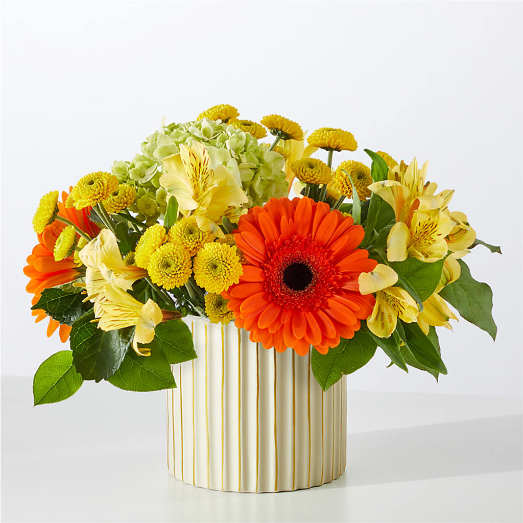 Autumn Sunshine Bouquet with Ivory Vase –  Gathered Blooms By Emily, Fairburn GA