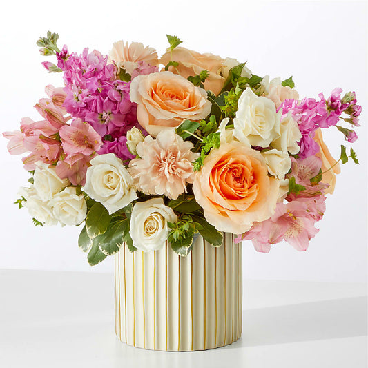 Paradise Bouquet with Ivory Vase –  Gathered Blooms By Emily, Fairburn GA