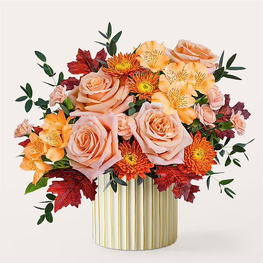 Spiced Latte Bouquet with Ivory Vase –  Gathered Blooms By Emily, Fairburn GA