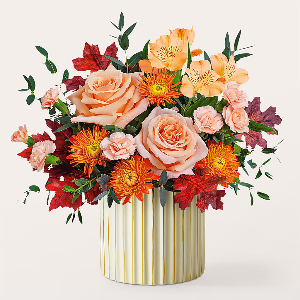 Spiced Latte Bouquet with Ivory Vase –  Gathered Blooms By Emily, Fairburn GA