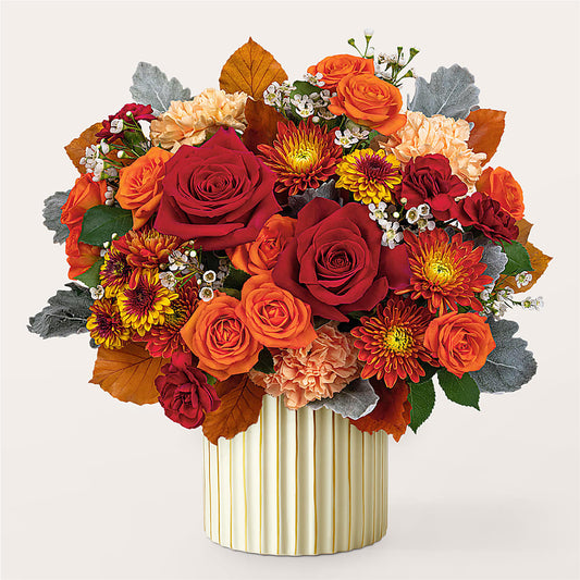 Merlot Bouquet with Ivory Vase –  Gathered Blooms By Emily, Fairburn GA