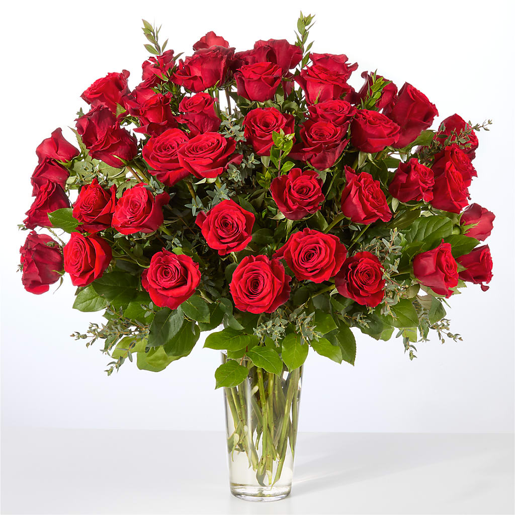 Forever Yours Fifty Stem Red Rose Bouquet –  Gathered Blooms By Emily, Fairburn GA