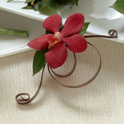 Red Mokara Boutonniere –  Gathered Blooms By Emily, Fairburn GA