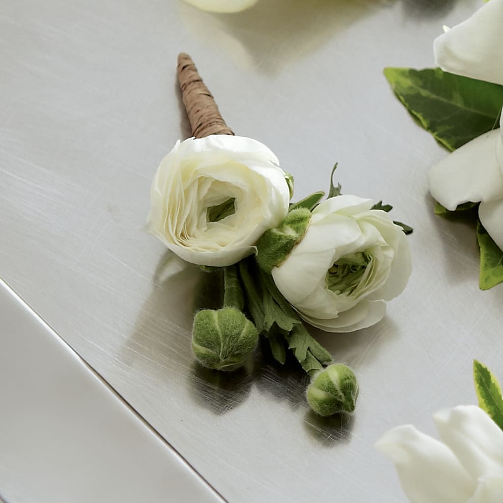 White Ranunculus Boutonniere –  Gathered Blooms By Emily, Fairburn GA