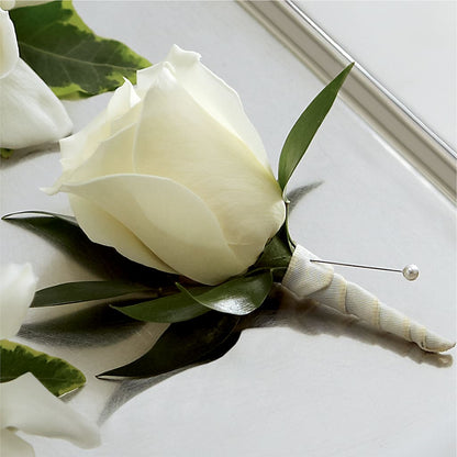 White Rose Boutonniere –  Gathered Blooms By Emily, Fairburn GA